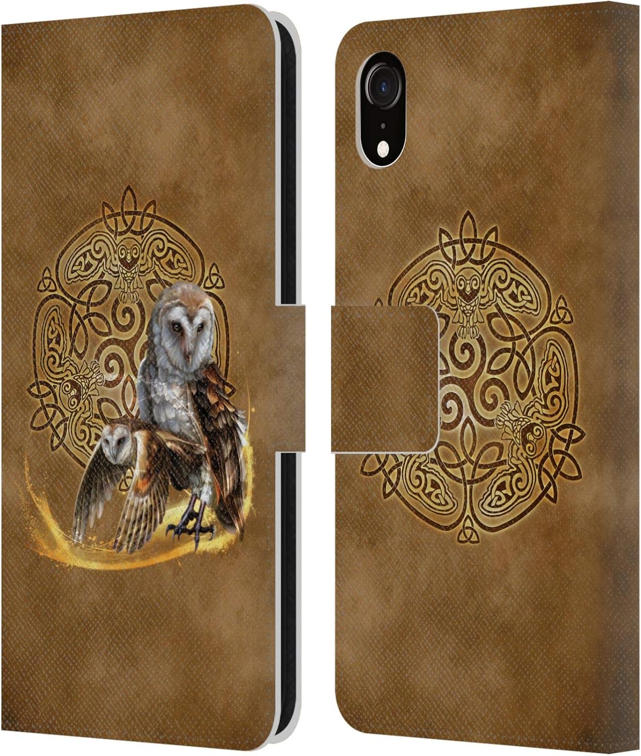 Head Case Designs Officially Licensed Brigid Ashwood Owl Celtic Wisdom Leather Wallet Case Compatible with Apple iPhone XR