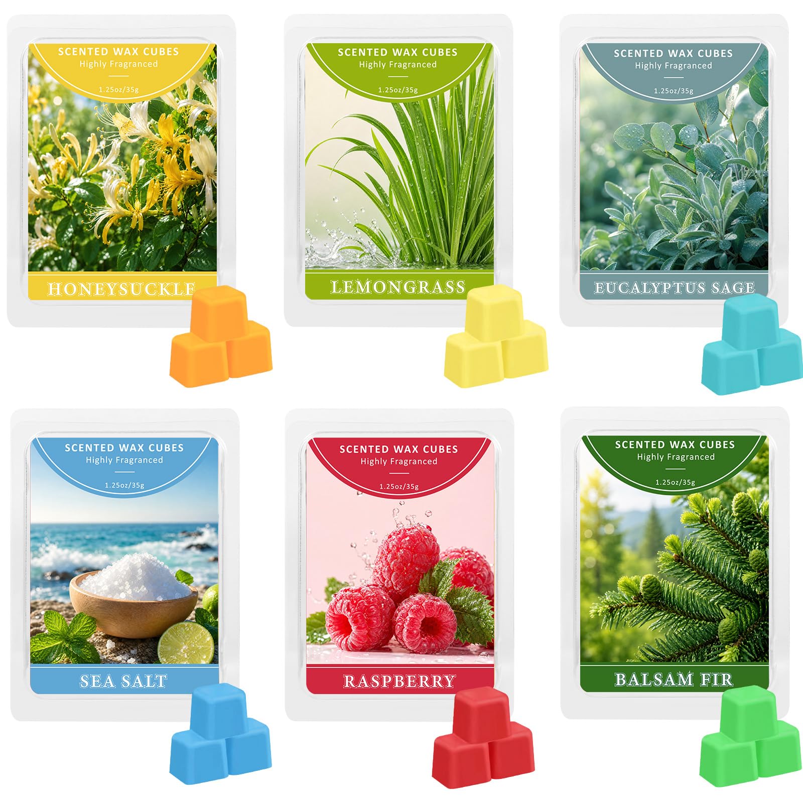 Scent-Hi Wax Melts 6 Pack, Soy Wax Cubes with Essential Oils for Warmers