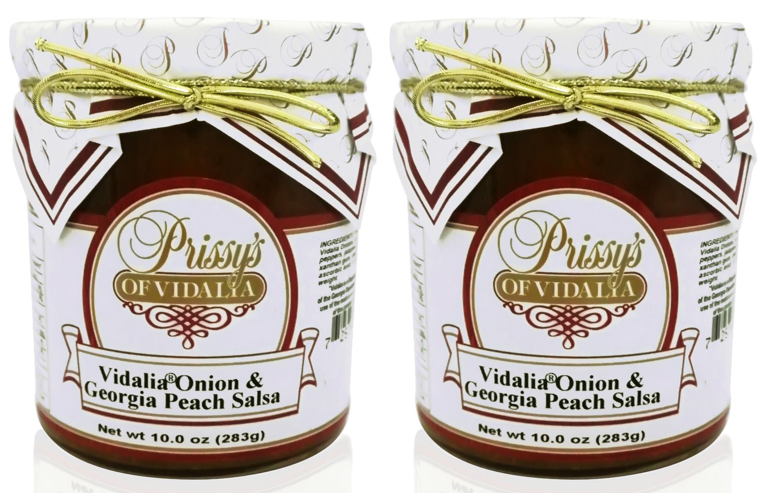 Prissy's of Vidalia Onion and Georgia Peach Salsa, 10 oz (Pack of 2) FAT FREE and CHOLESTEROL FREE.