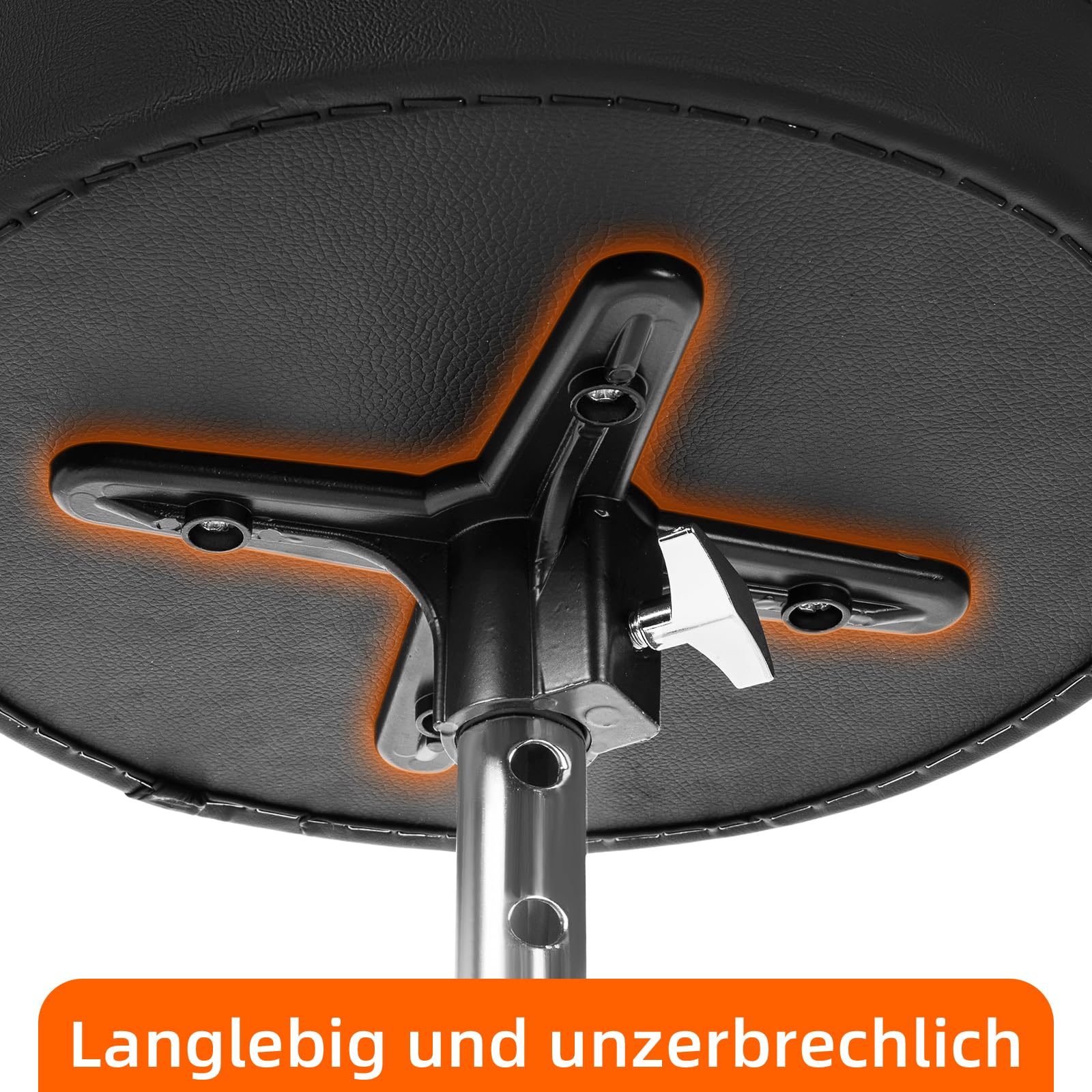 AKOZLIN Drumhocker mit gepolstertem Sitz, höhenverstellbar 38-55 cm | Runde Sitzfläche, Robustes Dreibeingestell, Rutschfeste Gummifüße, Klappbar, Für Schlagzeuger, Percussionisten und Keyboarder