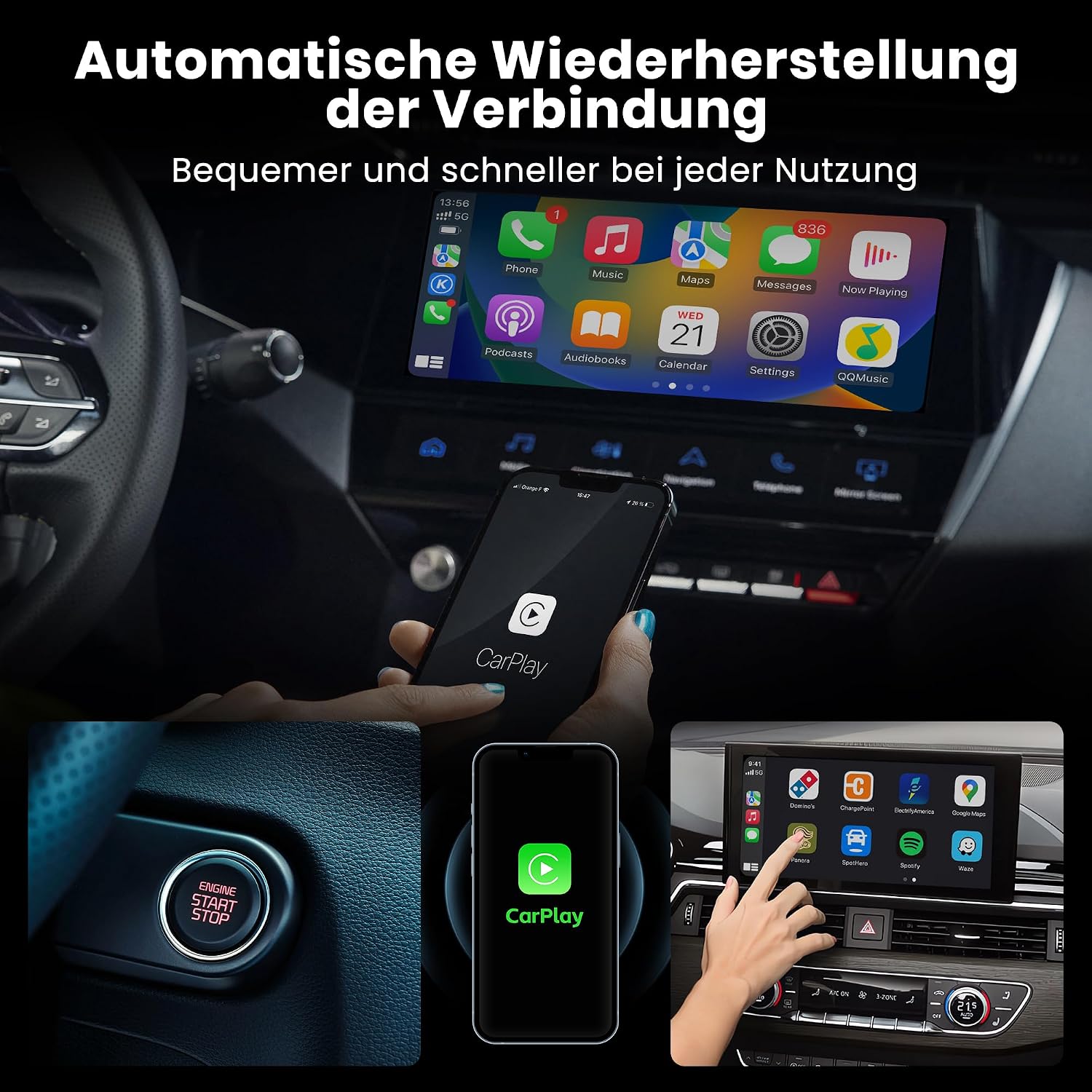 MMB WJUC-PRO Wireless CarPlay Adapter, Android Auto Adapter Online Netflix/SmartTube Multimedia Video, CarPlay Dongle for iPhone, Magic Box 2.0 Carplay for Factory Wired CarPlay Car