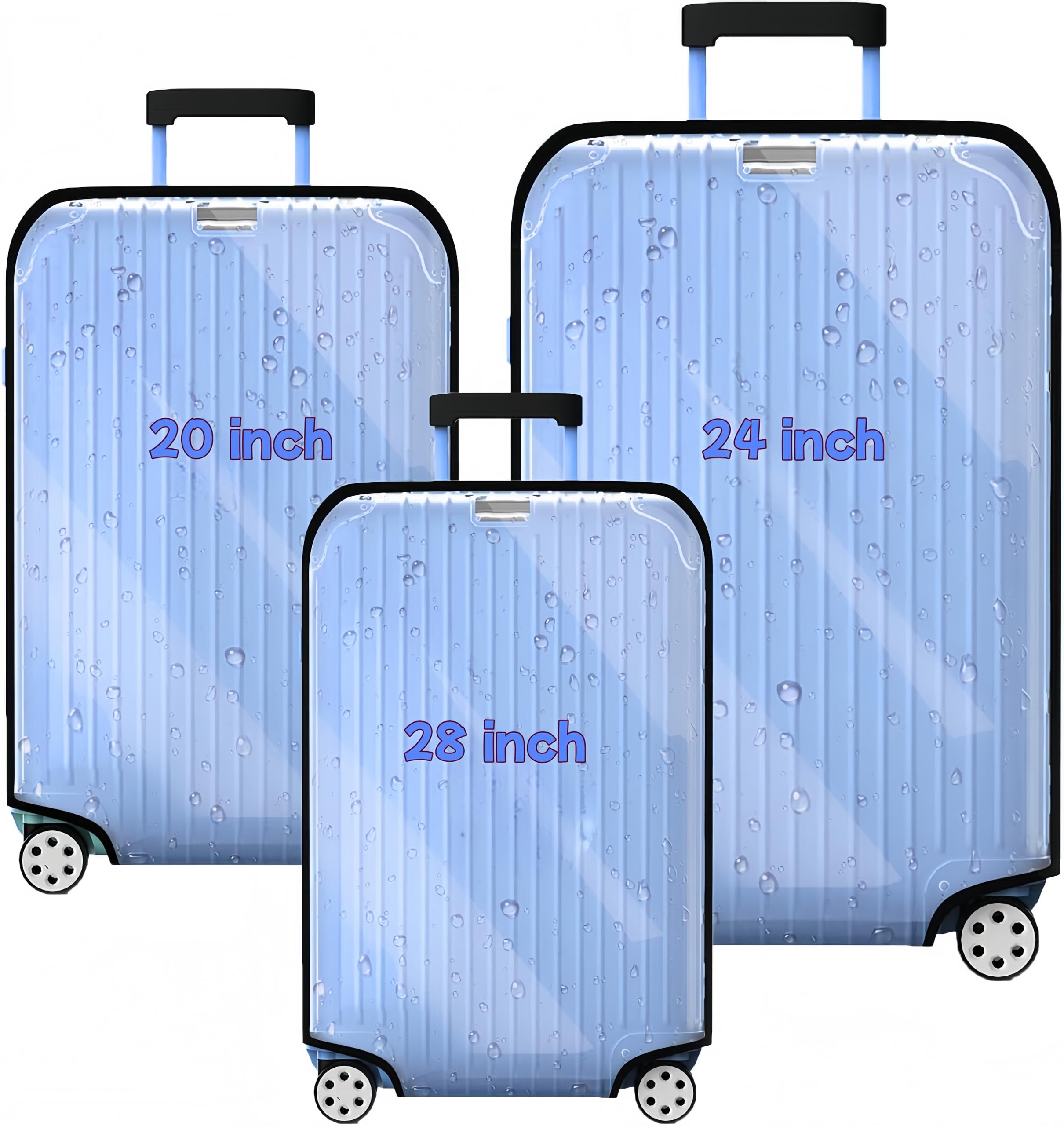 JeeVoya Luggage Cover Clear PVC Suitcase Covers for Luggage Thick Transparent Waterproof Suitcase Protector with Large for 20"/24"/28" inch