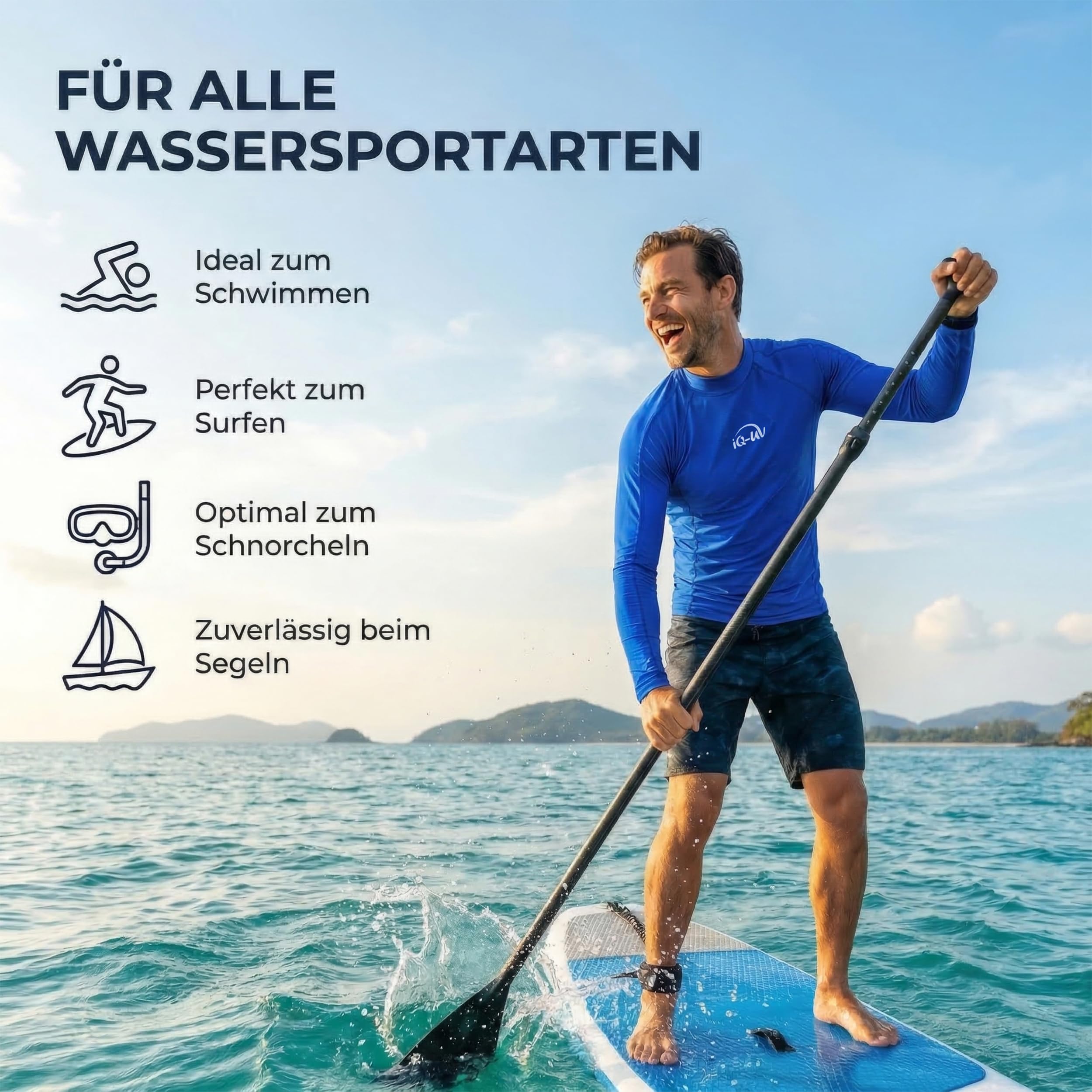 iQ-UV Koszulka z ochroną UV Mężczyźni Koszulka Uv Iq 300 Watersport Z Długim Rękawem