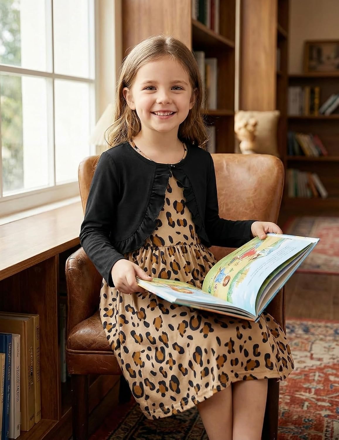 Arshiner Toddler Dress and Cardigan Girl Floral Print Sleeveless Sundress and Long Sleeve Shrugs Sets