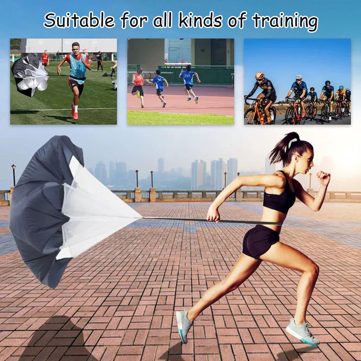 1 Ombrello di Resistenza E 2 Moschettoni, Accessori per L'Allenamento della Forza, Ombrello Fitness, Ombrello di Resistenza per L'Allenamento di Corsa