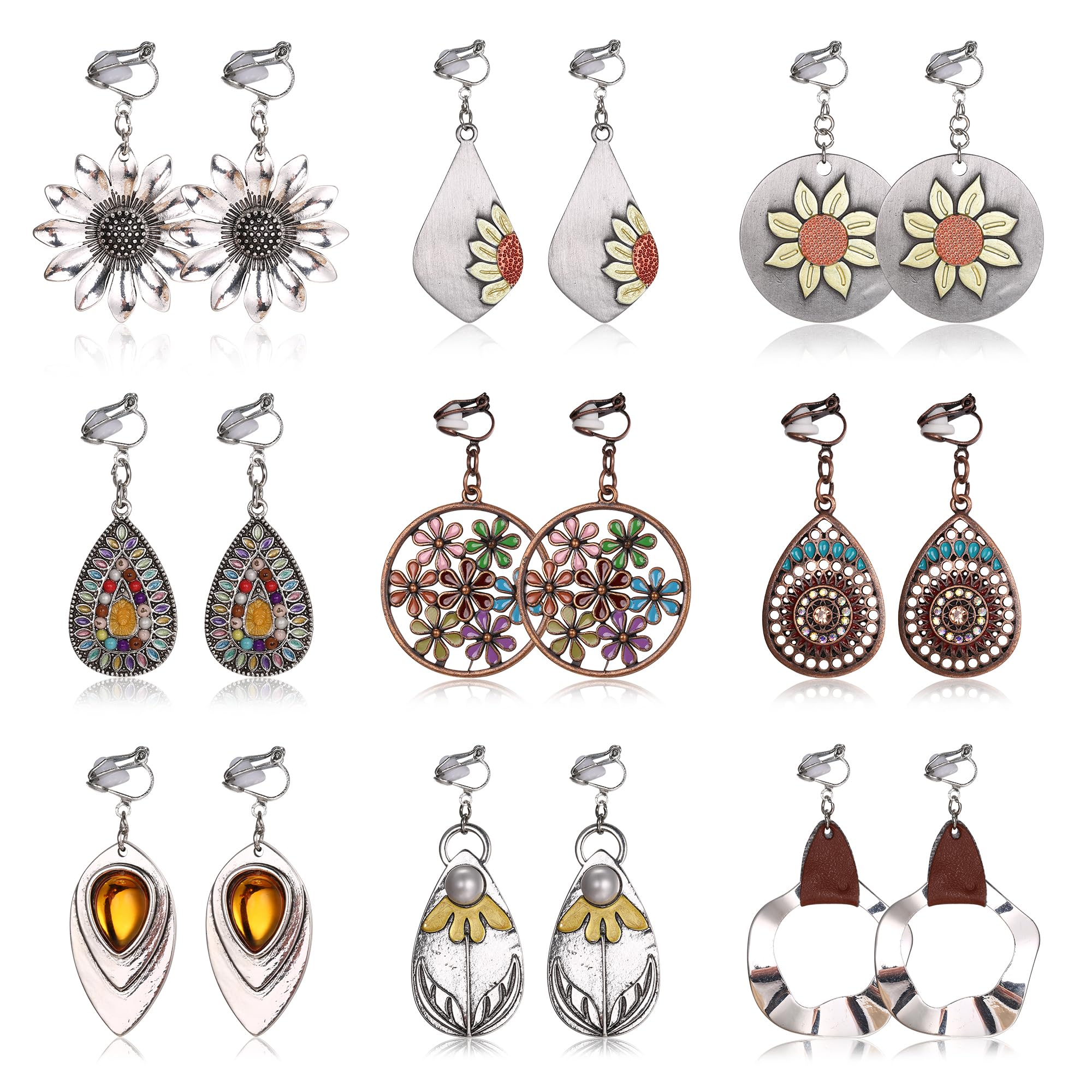 Thunaraz Clip on Dangle Earrings
