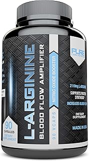 L Arginine Capsules, Nitric Oxide Booster, Amino Acid Supplement for Men and Women, Helps Build Muscle & Strength and Boost Energy, Blood Flow Support - 90 caps