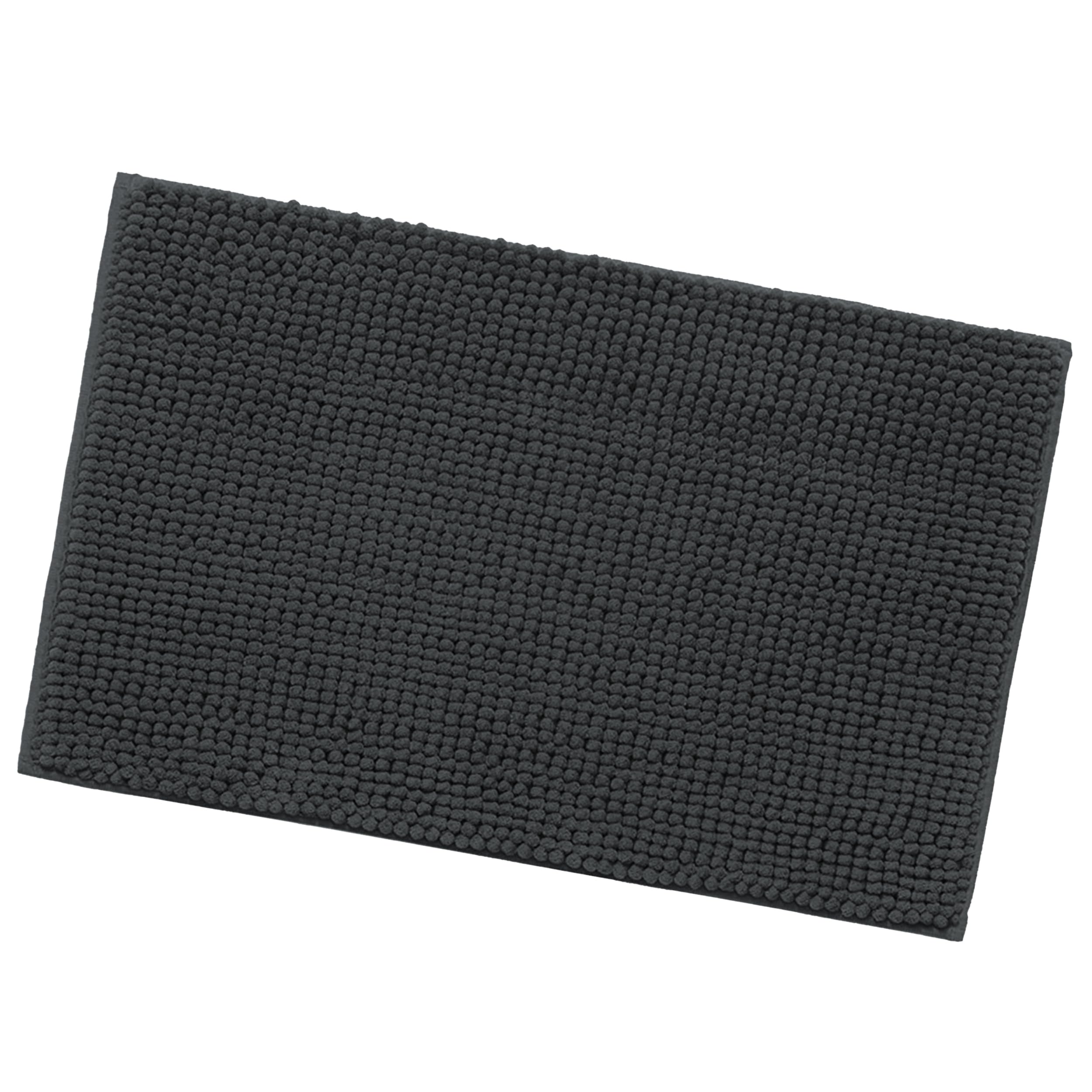 Etrexonline Alfombra de Baño Felpa de Microfibra de Chenilla Antideslizante, Absorbente y de Secado Rápido y Suave - Ideal para Ducha y Bañera (40x60 cm,Negro)