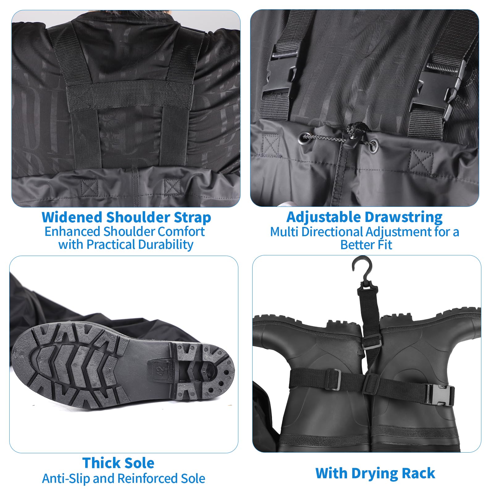 SWAWIS Cuissardes Waders Poitrine Pêche Imperméables avec Bottes Respirantes