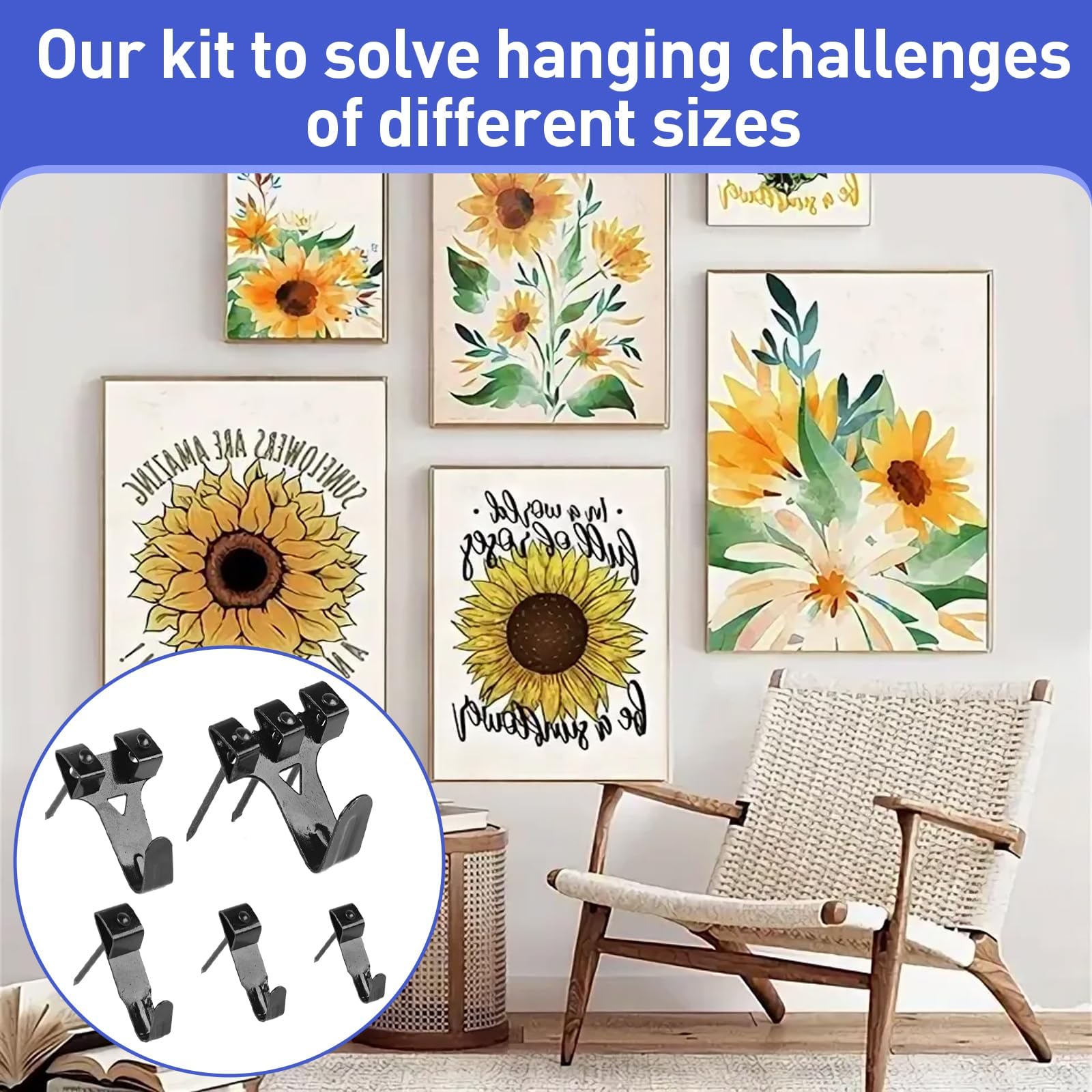MAKABEE 330PCS Picture Hangers Kit, Wall Hangers with Hooks, Sawtooth and Hardware Nails, Picture Hooks for Frame, Painting, Artwork, Photo, Wall Mounting (Black) 2