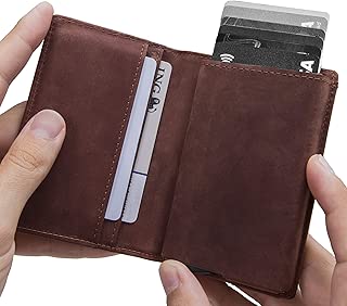 Leather RFID Minimalist Wallet - Wallets for Men with Slim Pop-up Card Holder - coolthings.us