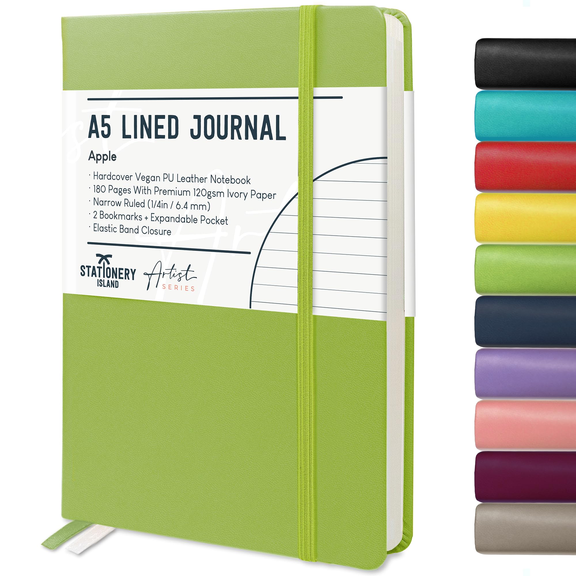 Taccuino A5 Con Copertina Rigida - 192 Pagine Numerate, Carta 100 G/m&sup2;, Verde