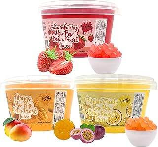 Fusion Select Strawberry, Mango, Passion Fruit Bursting Boba Popping Boba Pearls Fruit Tea Snack Toppings