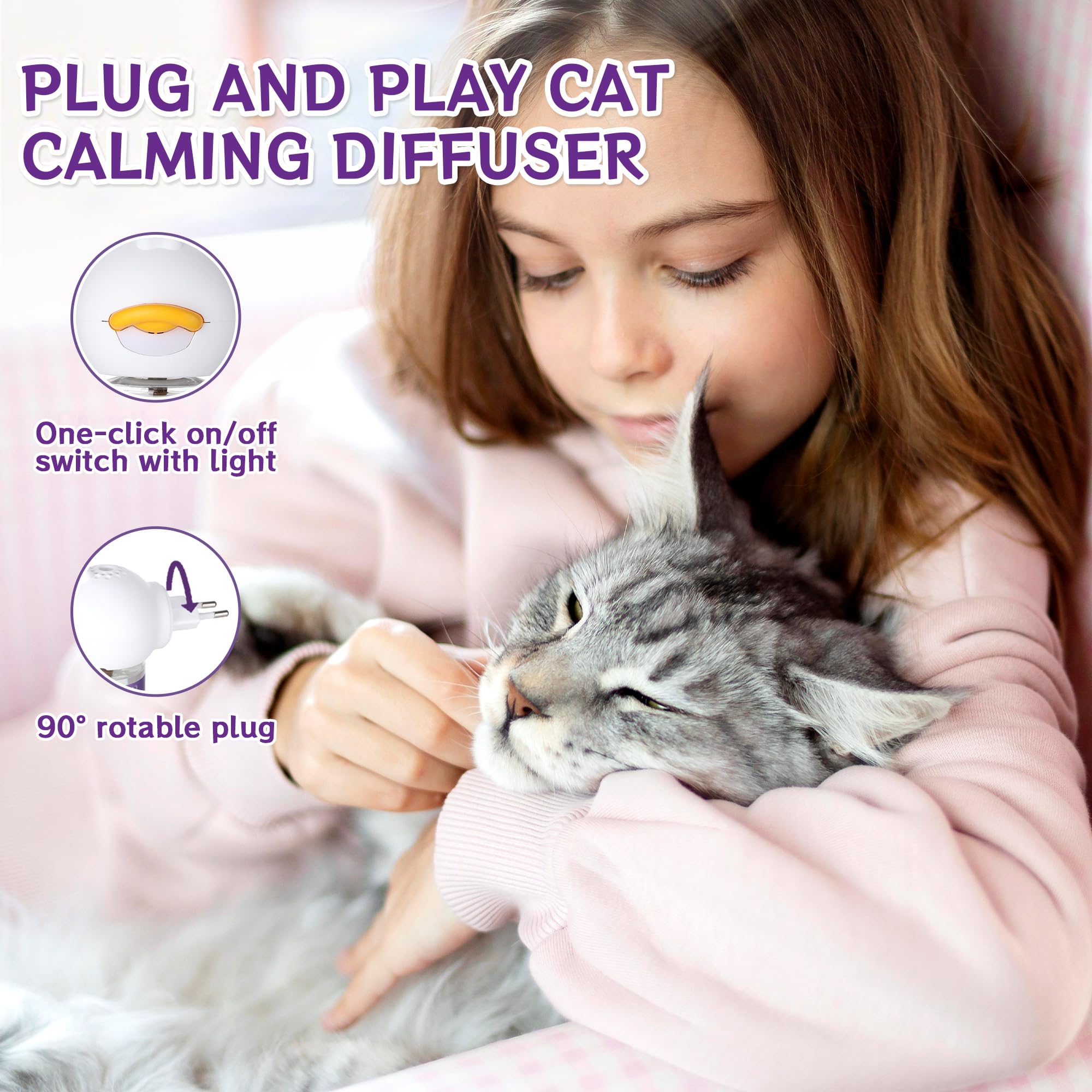 10-In-1 Katze beruhigende Pheromon Diffuser (2 Stecker in + 8 Refills), Entlastung Angst, Sturm Stress & Indoor Verhalten Unterstützung, Geruchlos sichere Formel, 240 Tag