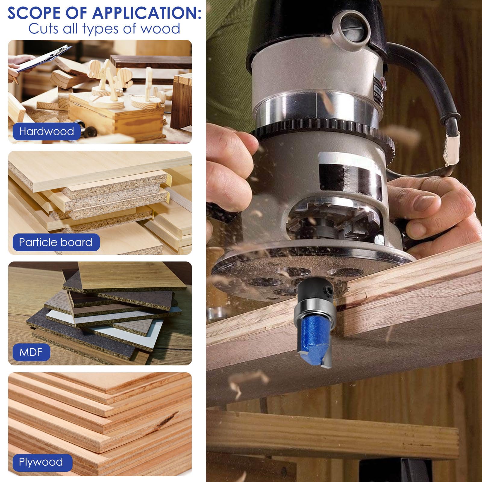 2-teiliges Bündigfräser Set 1/2 Zoll Schaft - Spiralfräser Mit Doppellager Für Holzbearbeitung 2-teiliges Bündigfräser Set 1/2 Zoll Schaft - Spiralfräser Mit Doppellager Für Holzbearbeitung
