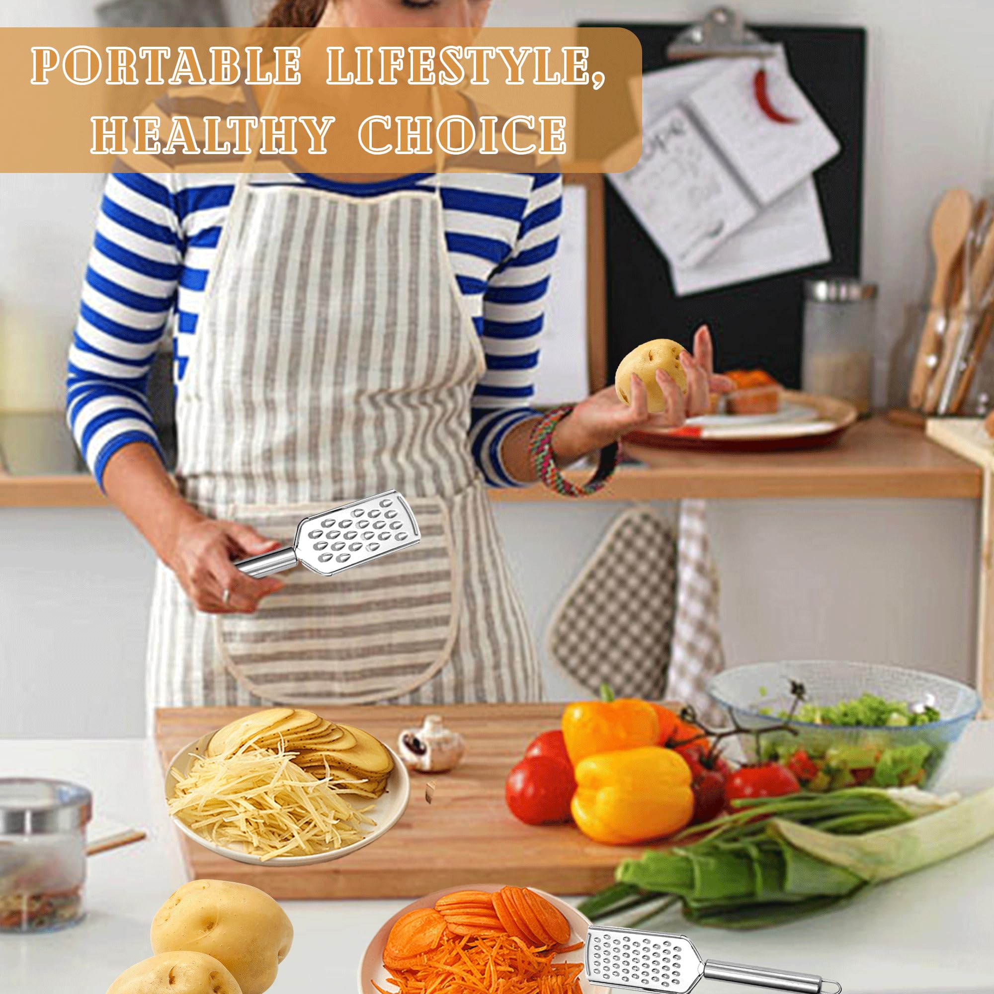 Set 3 Grattugie In Acciaio Inox | Piccole, Multiuso, Per Cioccolato, Zenzero E Formaggio - Foto 12