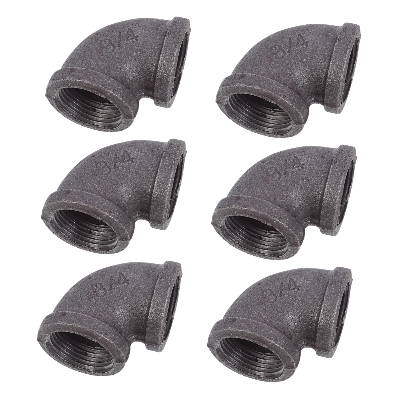 ARTIBETTER 6 Pack Elbow Cast Iron Pipe Joints 3/4 Bend Tube Fittings Easy Install Connector Supply for Industry Water Hose Accessory