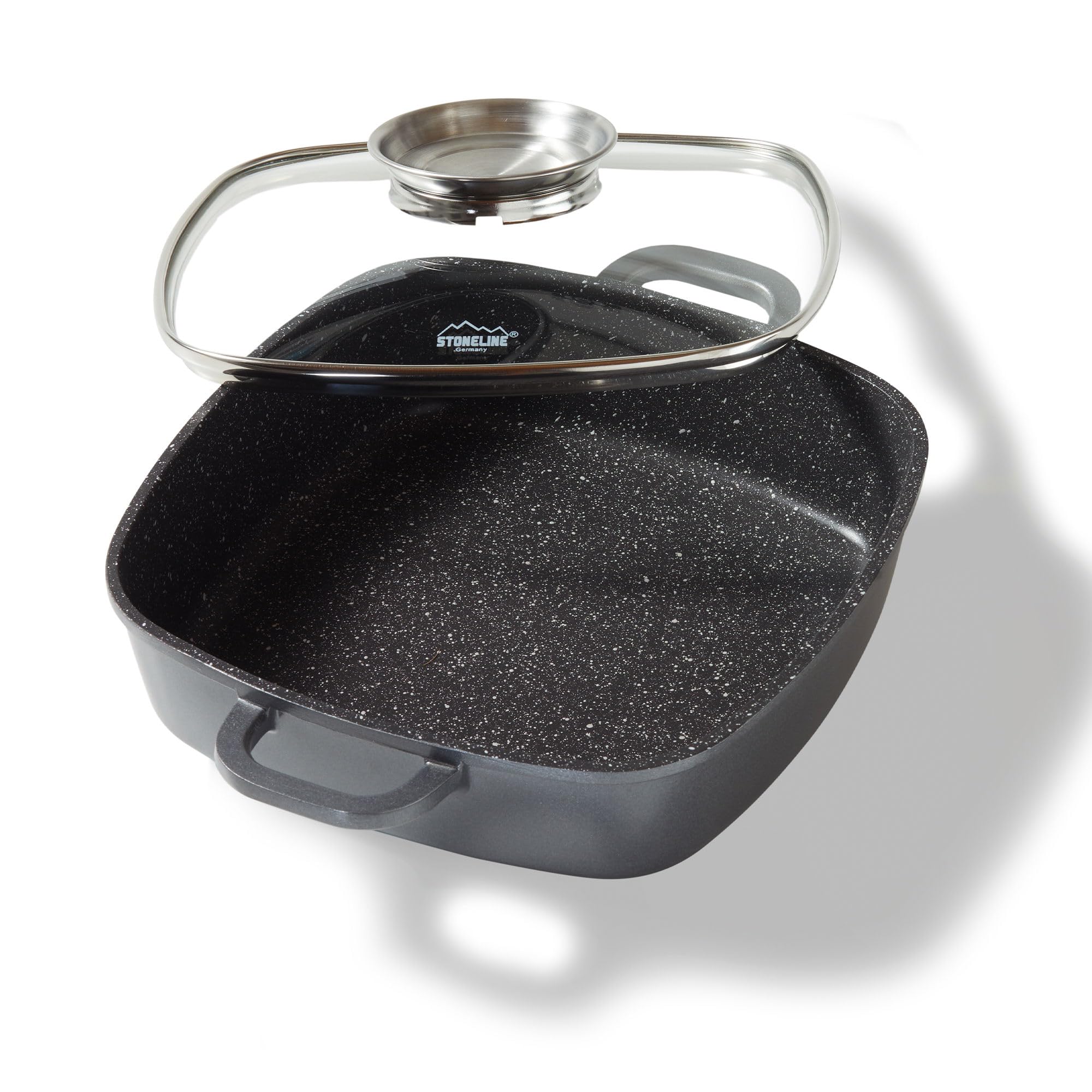 Amazon.de: Stoneline Eckpfanne, 32x32 cm, mit Aroma Glasdeckel 