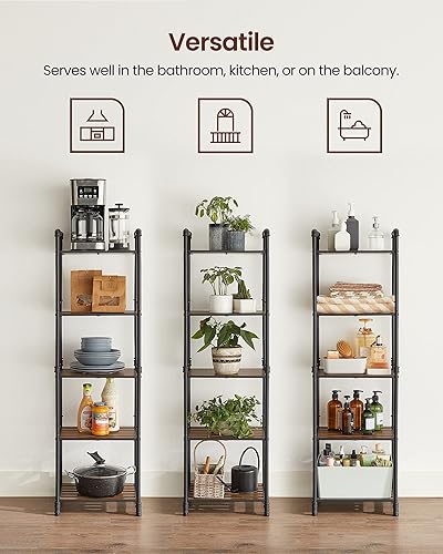 Miniatura 7 de VASAGLE Estantes de baño, estante de almacenamiento de 5 niveles, soporte de flores para plantas, 15.6 x 12.2 x 51 pulgadas, para sala de estar,