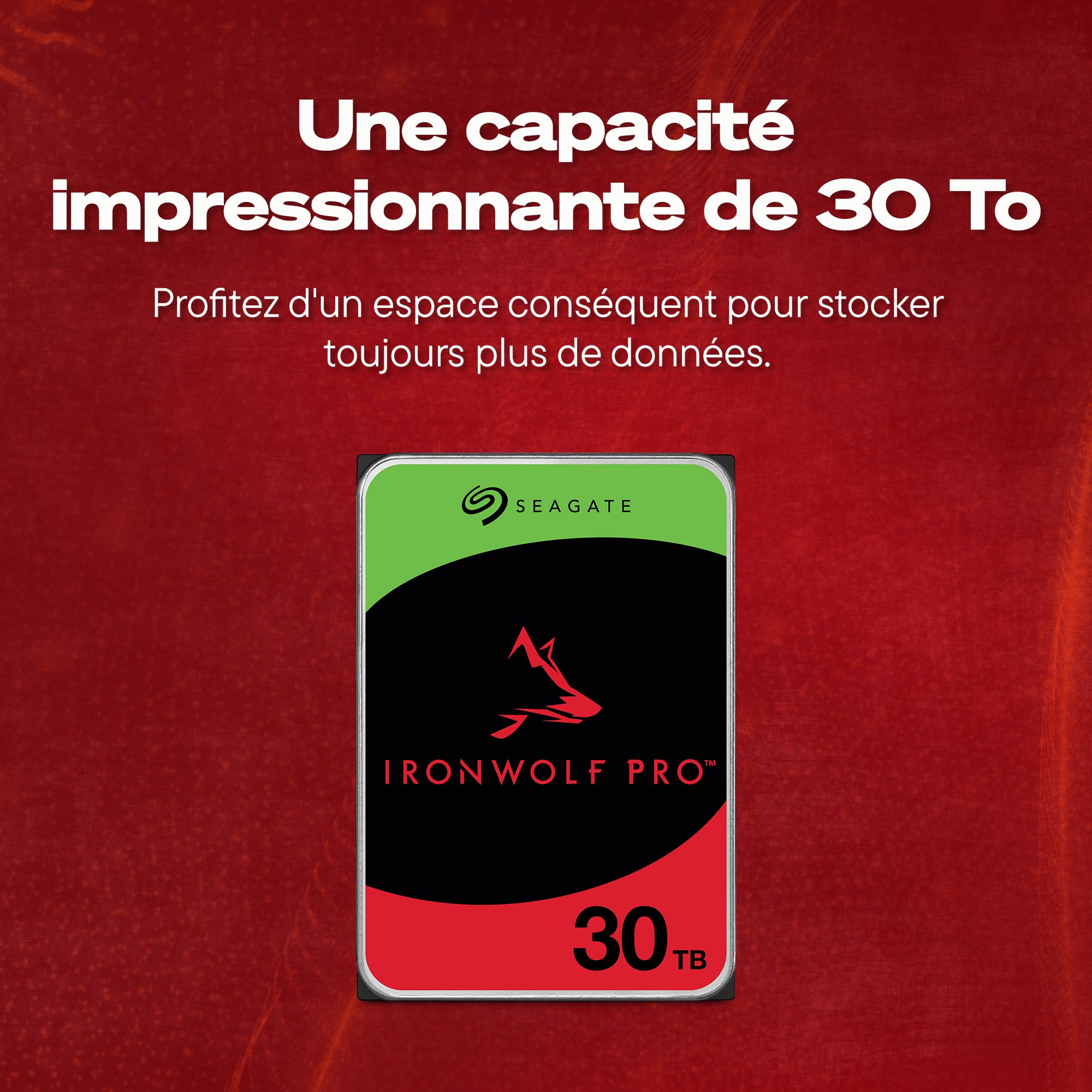 Seagate IronWolf Pro 30To, NAS Internal Hard Drive, 3.5", 7200 U/Min, CMR, 512 MB Cache, SATA 6 GB/S, Data Rescue Service (ST30000NT011)