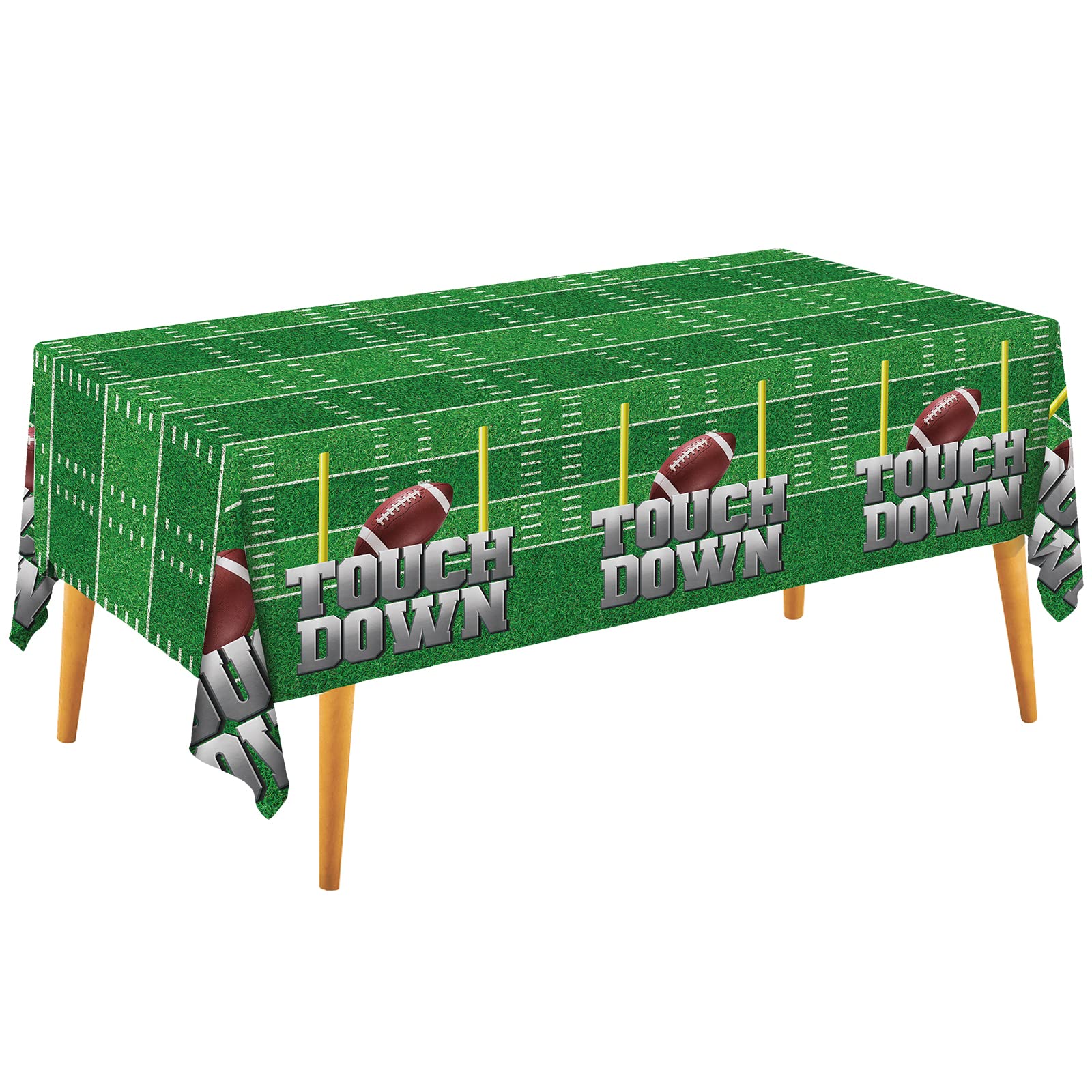 Football Theme Plastic Tablecloth - Touchdown Table Cover for Game Day Tailgate Party, 54 X 108Inch, 3 Pack