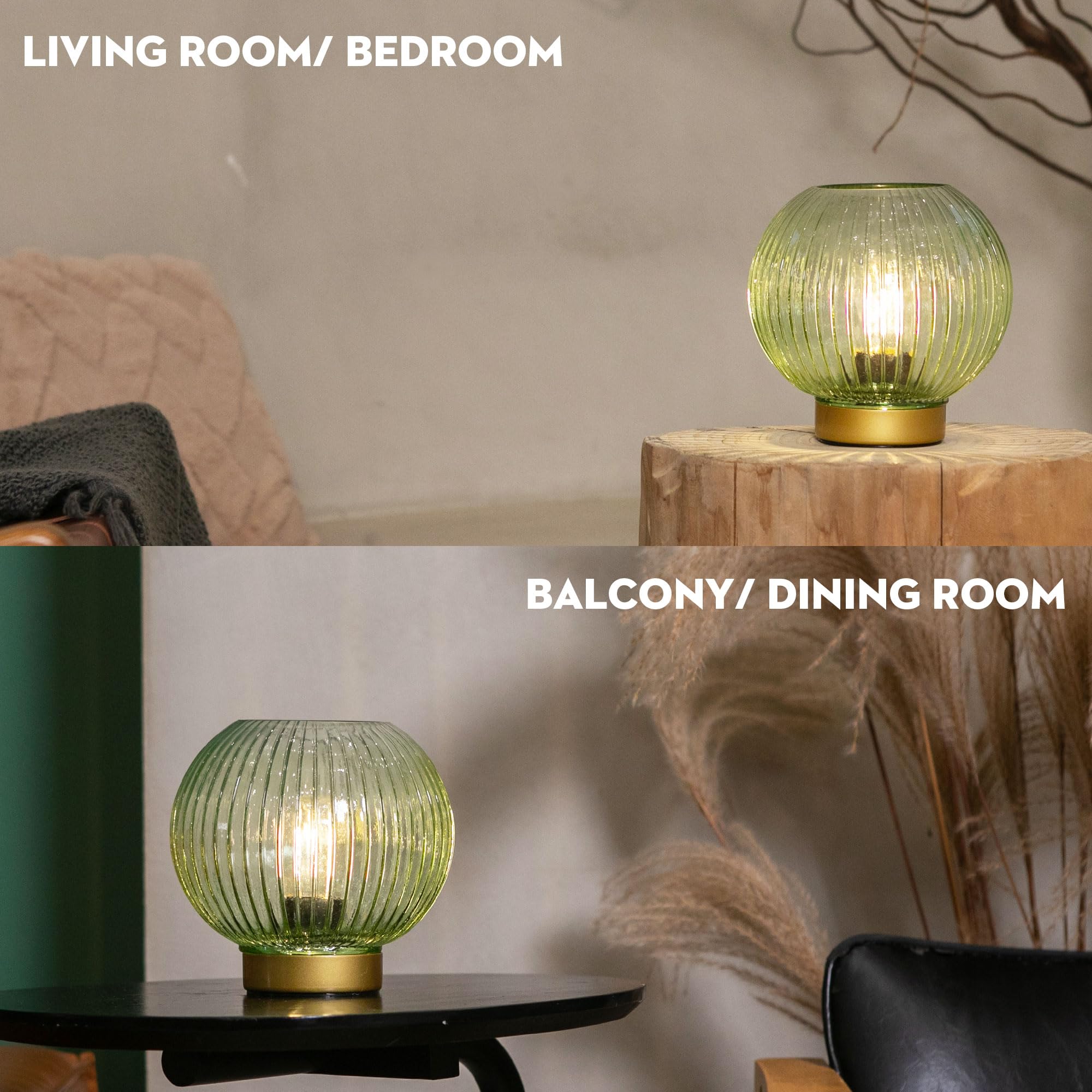 ULAROOM Batteriebetriebene Lampe, schnurlose Tischlampen mit austauschbarer LED-Glühbirne für Raumdekoration, tragbare kleine Nachttischlampe für Zuhause, dekorative Ecke, Schlafzimmer, Kugel-Design