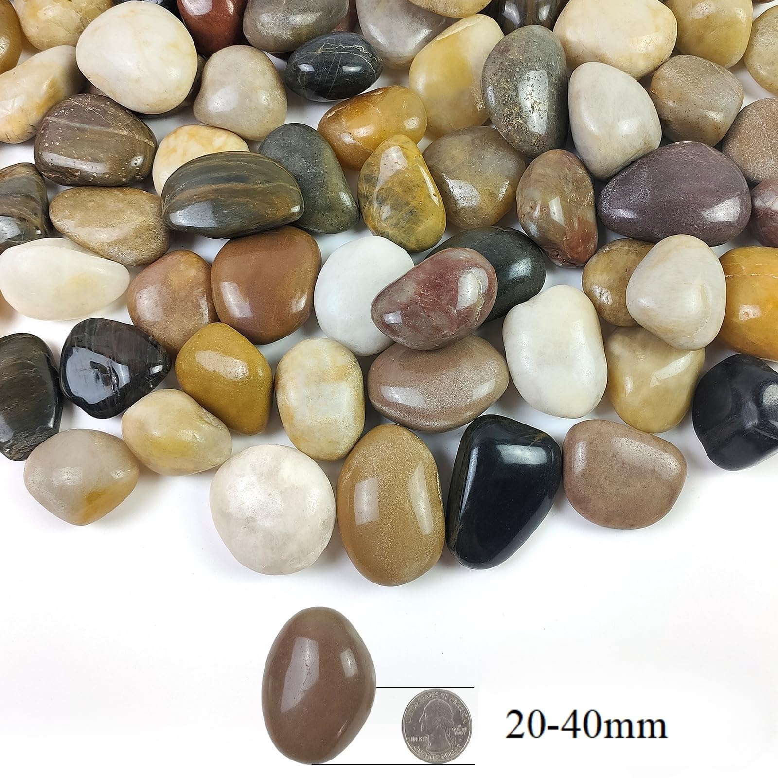 SHIZWU 0.9kg Mixed Polished Pebbles 20-40mm, Decorative Stones for Plant Pots Vases, Fish Tanks - Image 2