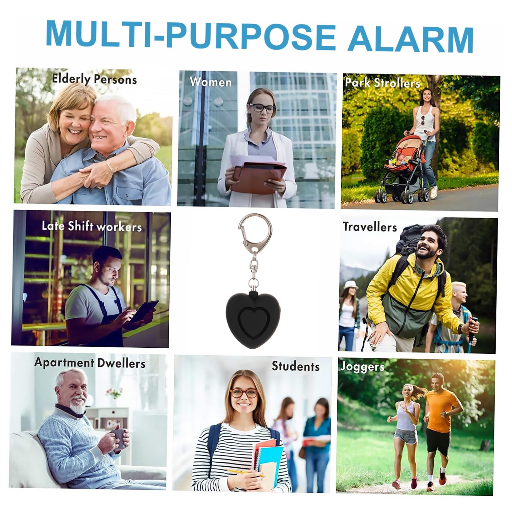 HOMSFOU 5piezas Alarma De Seguridad Personal con Luz Led para Mujeres y Mayores Dispositivo Compacto De Emergencia con Llavero para Protección y Asistencia Rápida