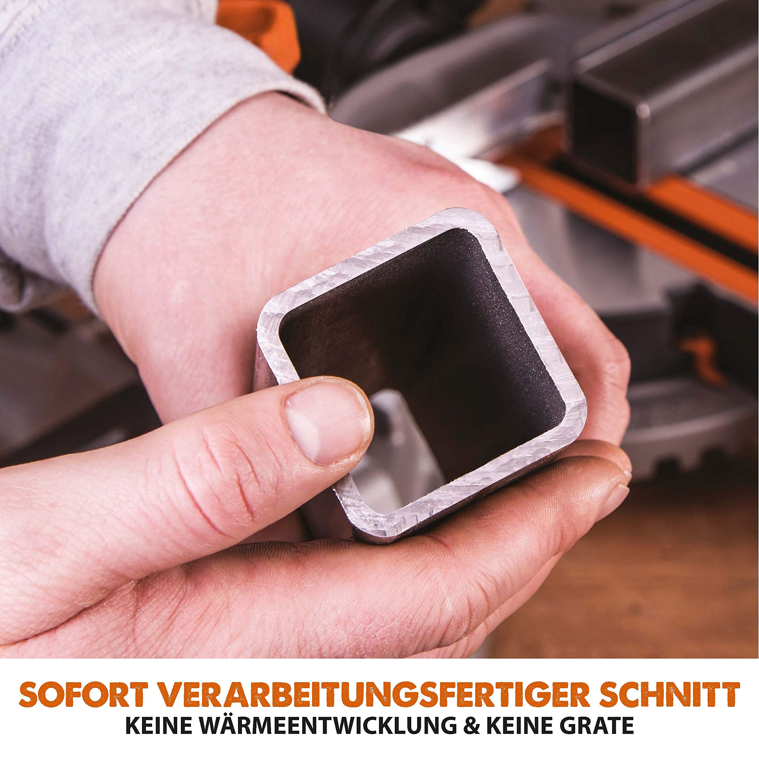 Evolution Schiebe-Kapp- und Gehrungssäge R210SMS-300+ | 1500 W, 300 mm Gleitfunktionalität, Schrägschnitt, Gehrungswinkeln | Ø 210 mm HM TCT Sägeblatt für Multimaterialschnitt | Zug-kapp-gehrungssäge