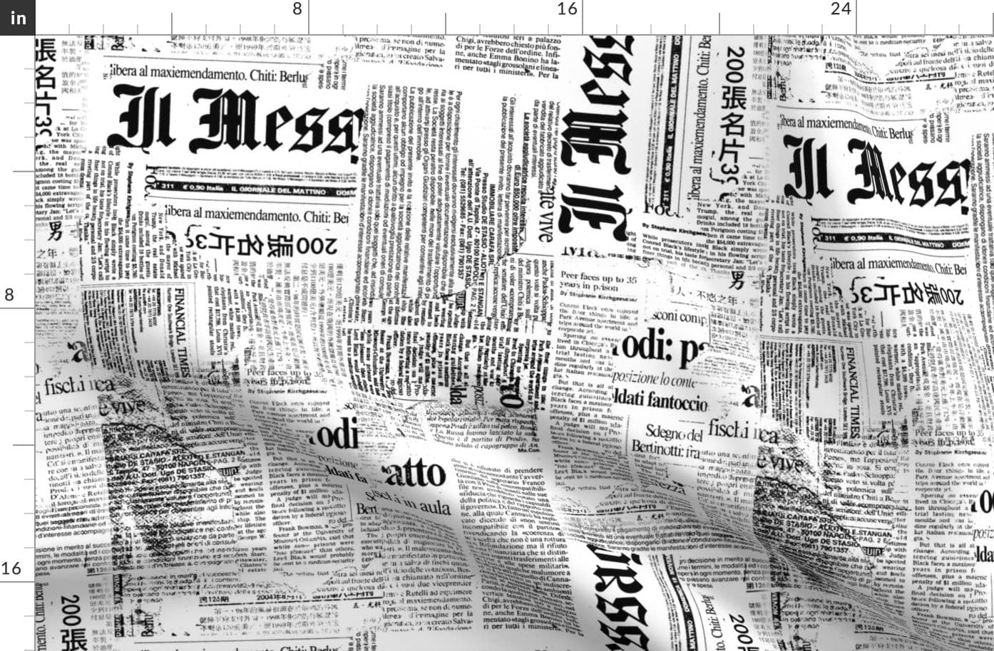 Spoonflower Fabric - Black White Newspaper Typography Text Italian Language Article Printed on Organic Cotton Sateen Fabric by The Yard - Sewing Quilting Apparel Home Decor