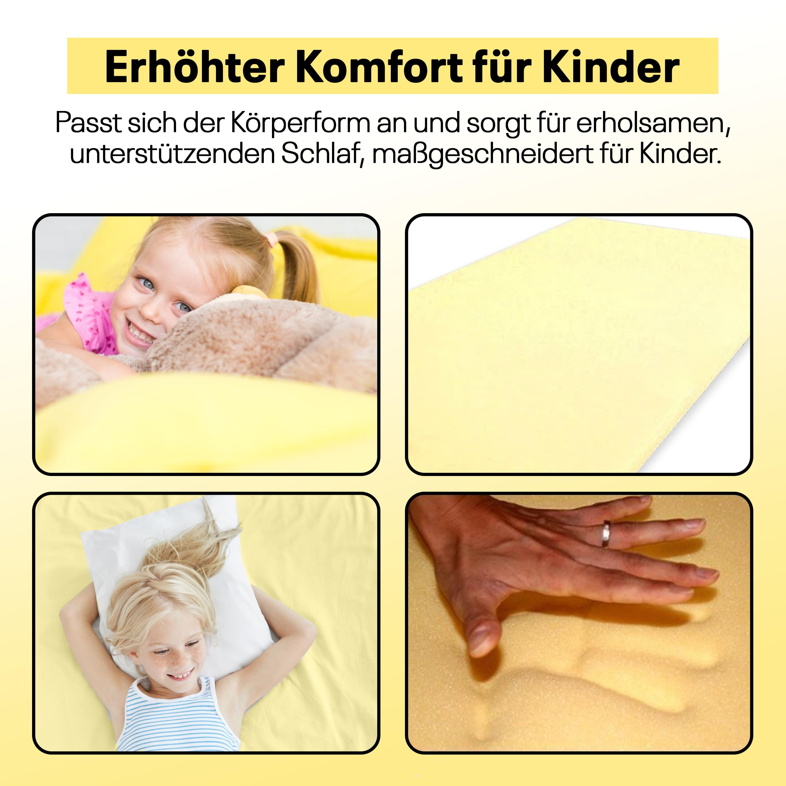 Viscoelastischer Matratzen-Topper 80x160 cm | Kindermatratze Schaumstoffauflage | Orthopädisch, thermoelastisch | Matratzenschoner für besseren Schlaf und optimalen Liegekomfort