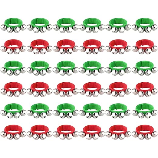 FEPITO Christmas Band Wrist Bells 36 Pieces