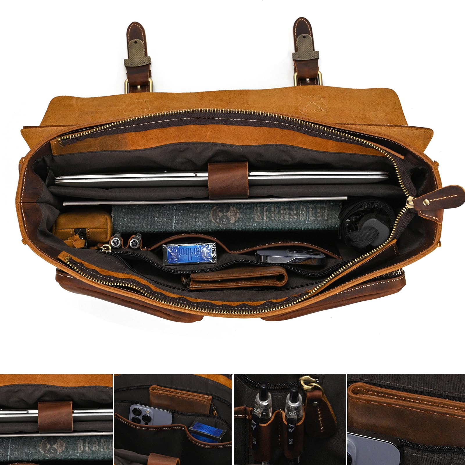 vintage Grande tracolla Borsello uomo pelle vintage Borsa Vero Cuoio Messenger bag per Laptop da 14, 15,6 Pollici Viaggio