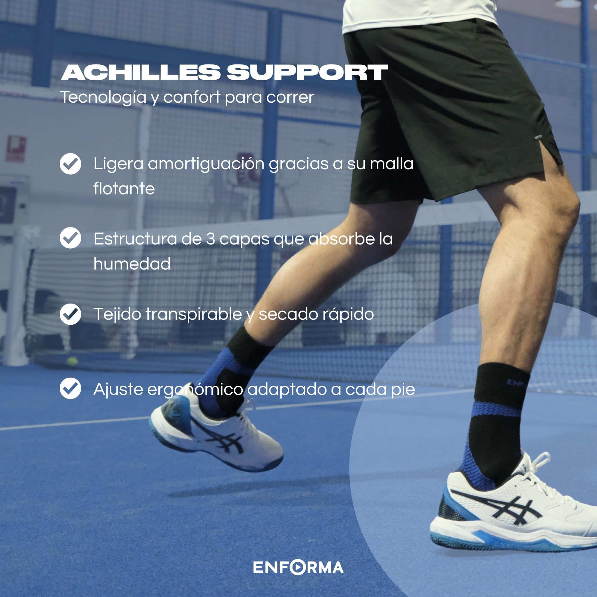 Enforma Calcetines Técnicos Tape Socks Coolmax Compresión Ergonómica Antideslizantes Fascitis Plantar Running Trail Protección Tendón Aquiles Hombre Mujer Deportes Montaña Alta Intensidad Duración
