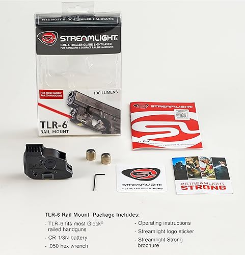 Miniatura 7 de Streamlight 69290 - Linterna táctica TLR-6 para pistola de 100 lúmenes con láser rojo de puntería integrado diseñada exclusiva y únicamente para