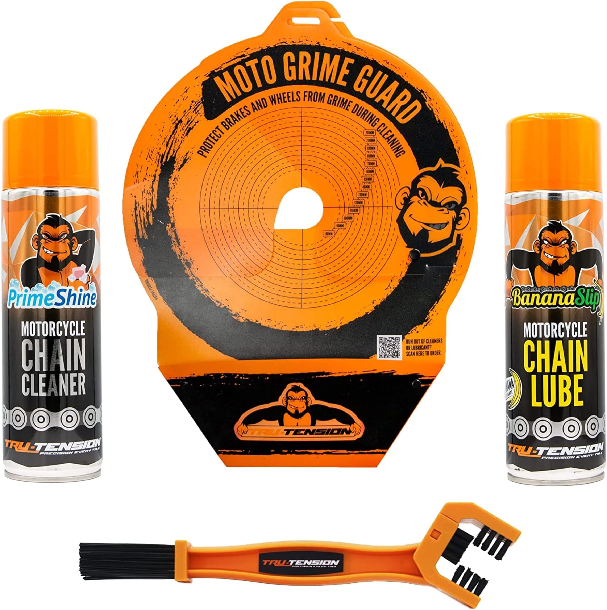Tru-Tension | Moto Grime Guard Bundle | Chain Clean & Lube | Motorcycle Tools & Accessories
