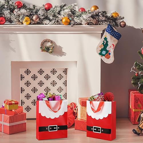 Miniatura 5 de Cholemy Paquete de 200 bolsas de mercancía de Navidad con asas, bolsas de regalo reutilizables para regalos navideños, bolsas de compras para
