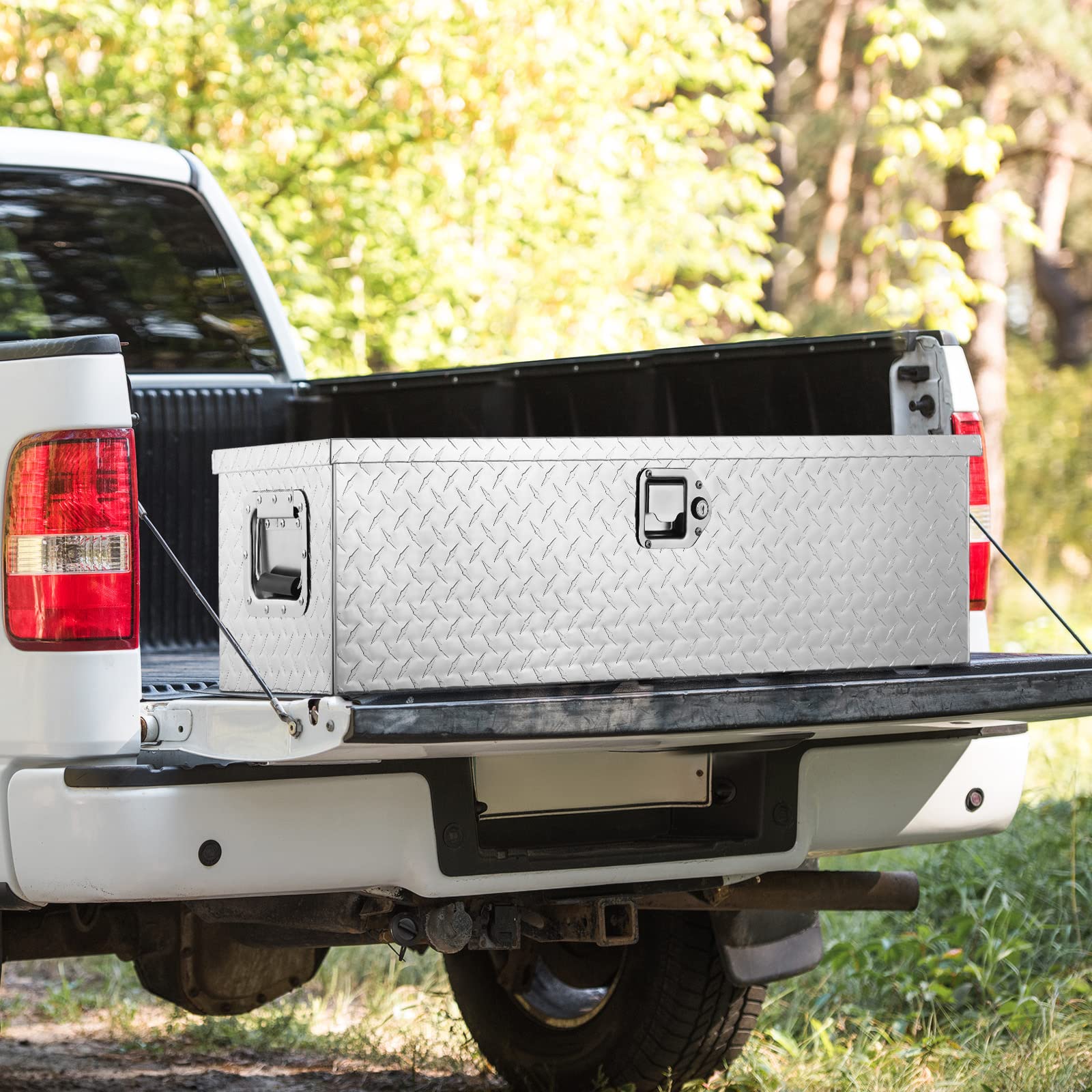 VEVOR Cassetta degli attrezzi per camion in alluminio resistente, cassetta degli attrezzi con maniglia laterale, per pick-up, pianale di camion, camper, rimorchio, 39"x13"x10", Argento