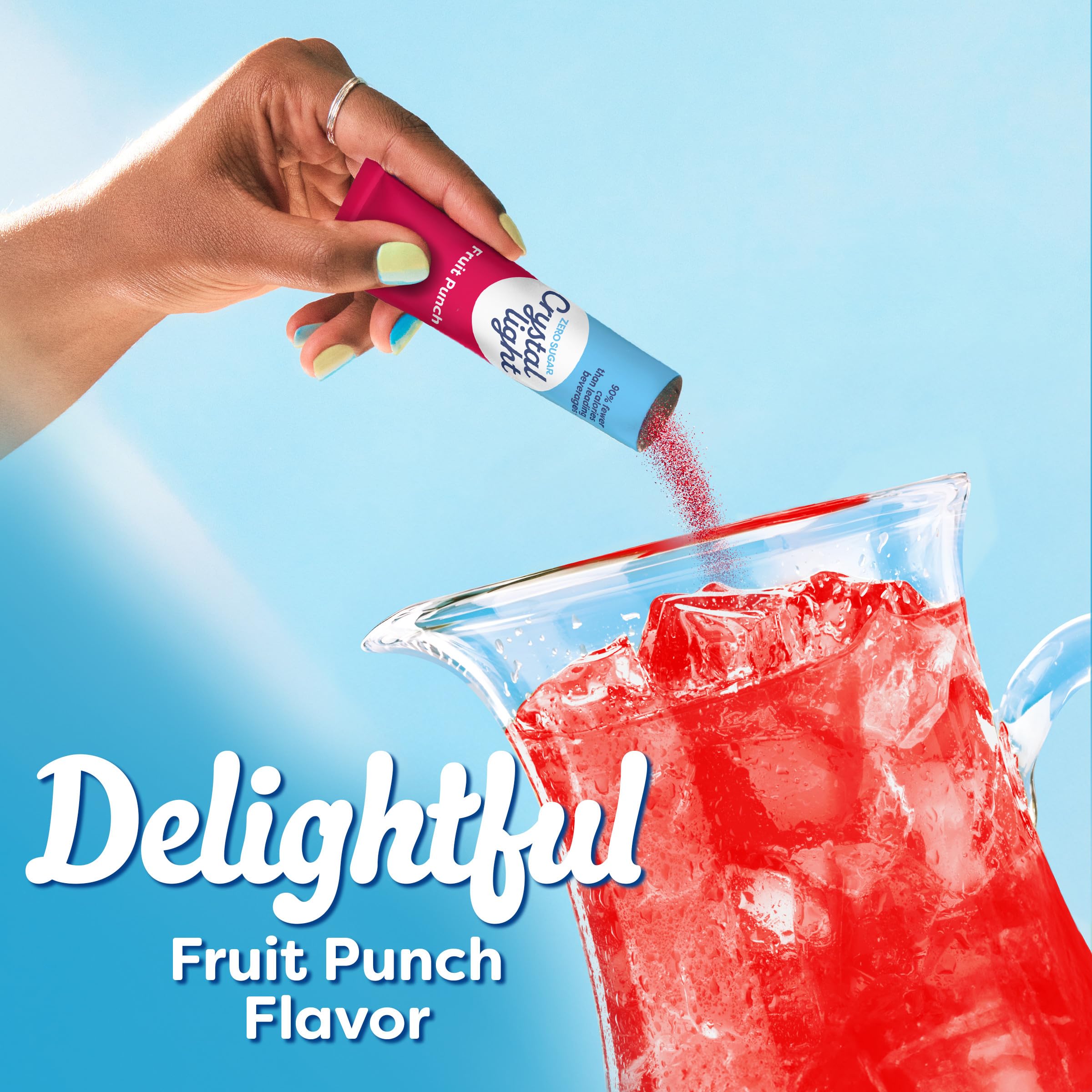 Crystal Light Drink Mix, 6 Pitcher Packets, for Flavorful Hydration and Shareable Refreshment, Fruit Punch artificial flavor Zero Sugar, Low Calorie, 2.04 oz