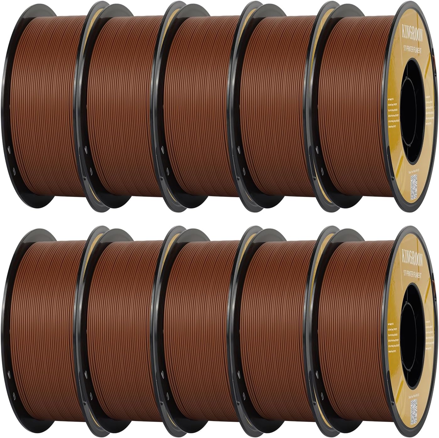 Kingroon Matte PLA Filament 1.75mm 3D Printer Filament Matte Filament 10kg Dimensional Accuracy +/- 0.02 mm (10 Rolls Night Brown)