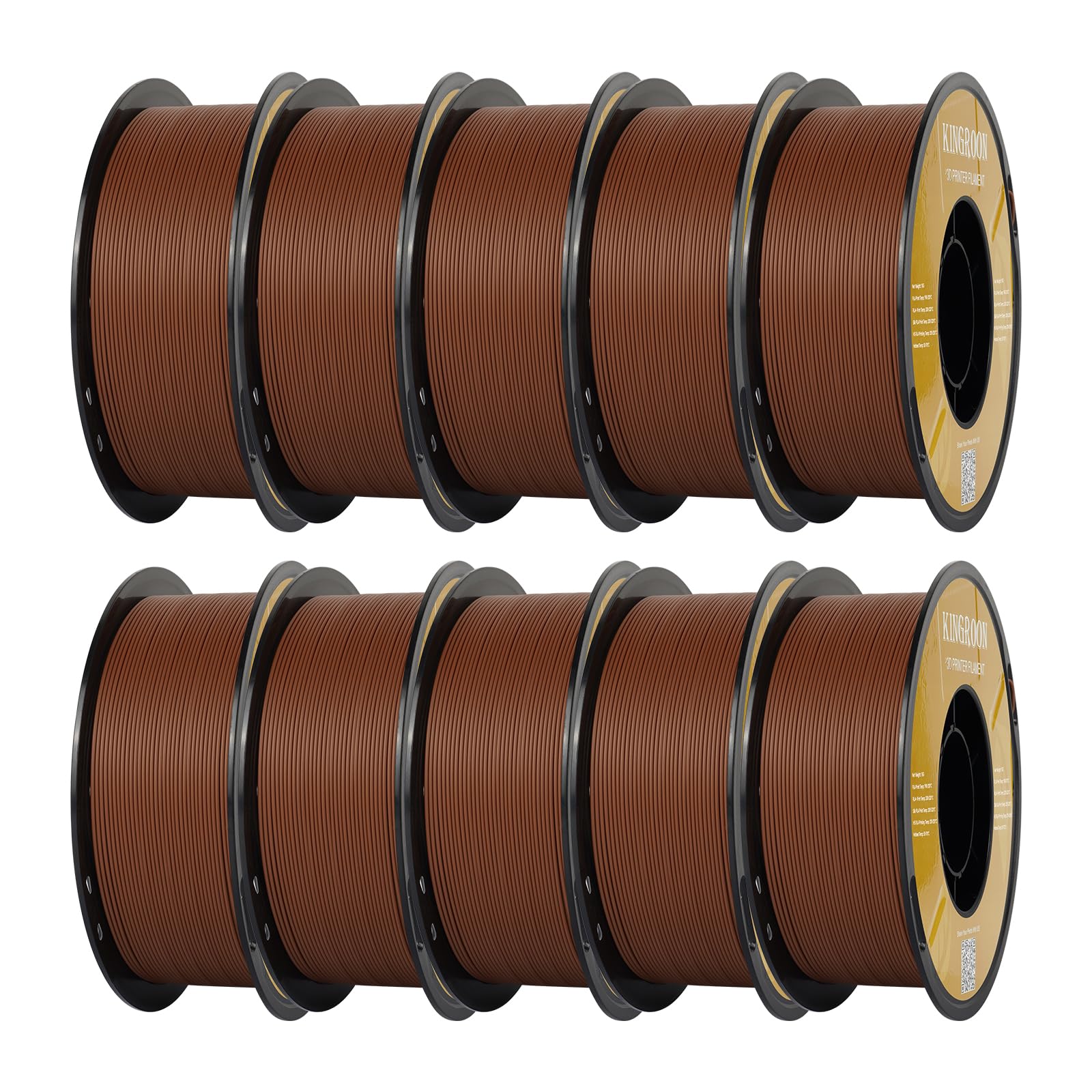 Kingroon Matte PLA Filament 1.75mm 3D Printer Filament Matte Filament 10kg Dimensional Accuracy +/- 0.02 mm (10 Rolls Night Brown)