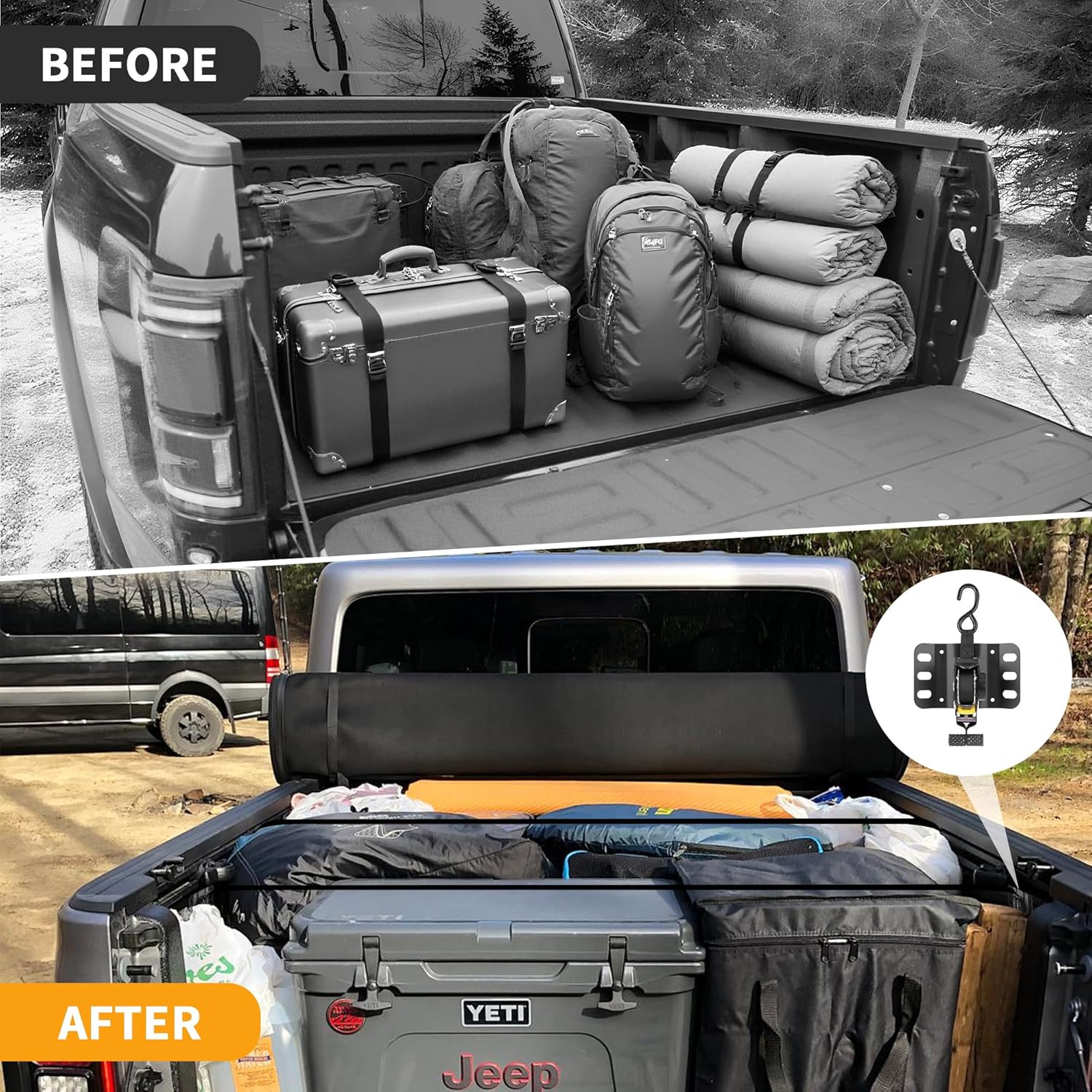 Retractable Ratchet Straps for Ford F150 2015-2025, Ultimate Ratchet Straps 10 Ft Self Retracting Tie Down with Boxlink Plates Mounted Brackets Bed Mount Heavy Duty Bolt on, 2PCS