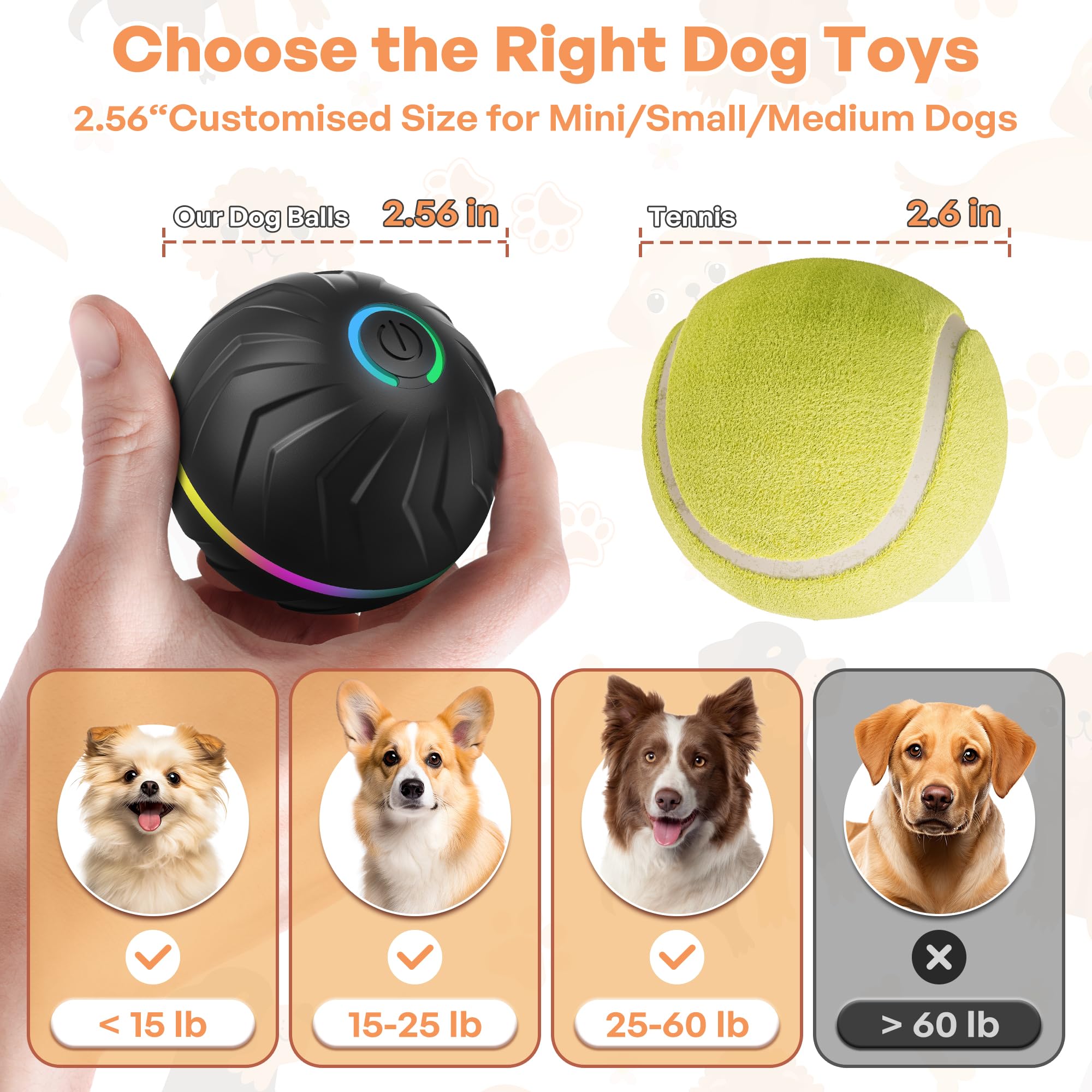 BXIHUR Interactive Dog Toys, New Electric Dog Toy, Automatic Moving Dog Toy, Dust And Waterproof Ip 54, Rechargeable - Image 2