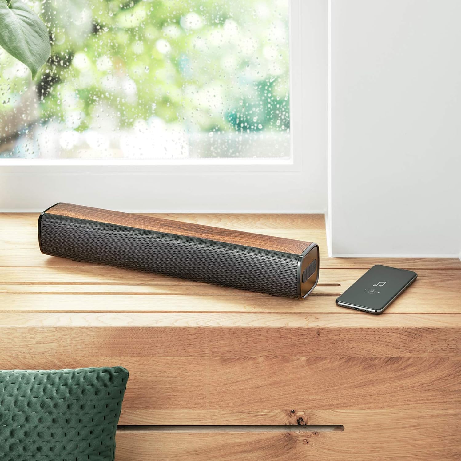 Trust Vigor 22867 Wireless Bluetooth Soundbar connected to a smartphone