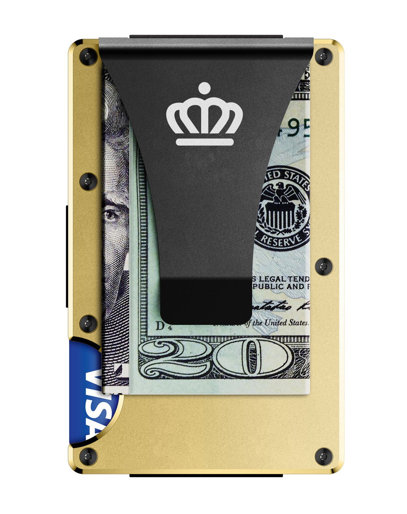 Aluminum Wallet - Slim Minimalist Titanium Wallet For Men And Women - Business Card Holder & Stainless Steel Money Clip RFID Blocking Front Pocket Carbon Fiber