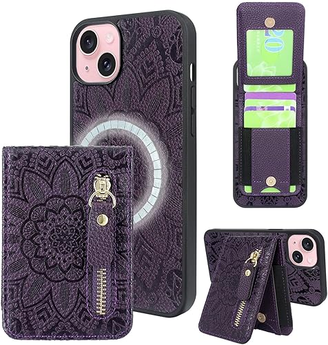 Miniatura 1 de Harryshell Funda magnética para iPhone 12  iPhone 12 Pro compatible con carga inalámbrica MagSafe y bolsillo con cremallera para montaje en