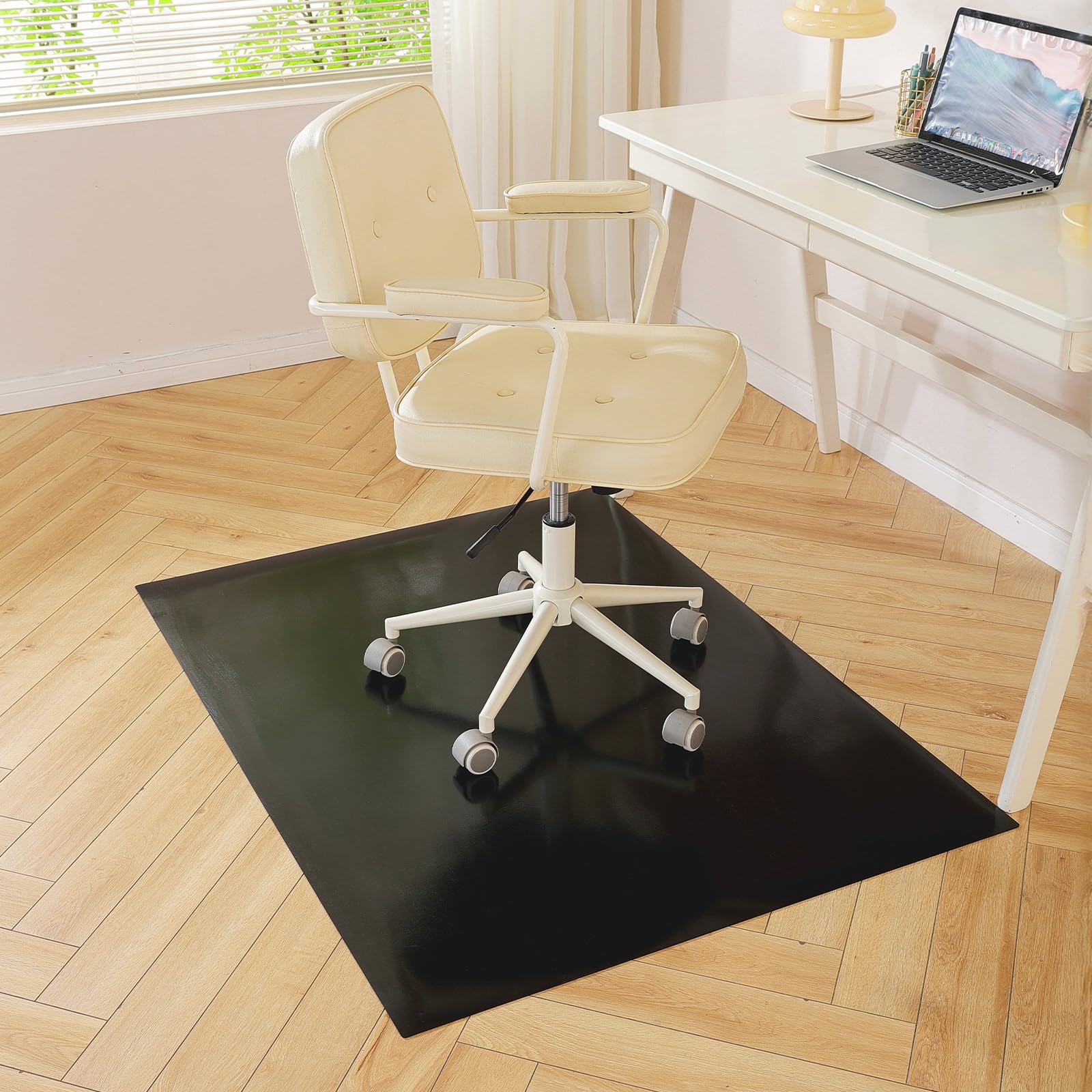 Black Office Chair Mat for Hardwood Floor, 36 x 48 Inch Computer Desk Chair Mat, Plastic Floor Protectors for Chairs, Heavy Duty Wood Tile Floor Mats for Home Laundry Dining Area