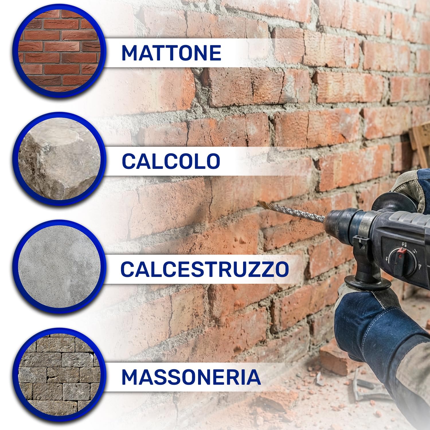 Punta Trapano Muro SDS Plus Ø 16 mm x 260 mm Realizzata in Acciaio e Carburo di Tungsteno - Punta SDS Plus può Essere Utilizzata per Mattoni Pareti Pietra Cemento Armato - MONTERAL