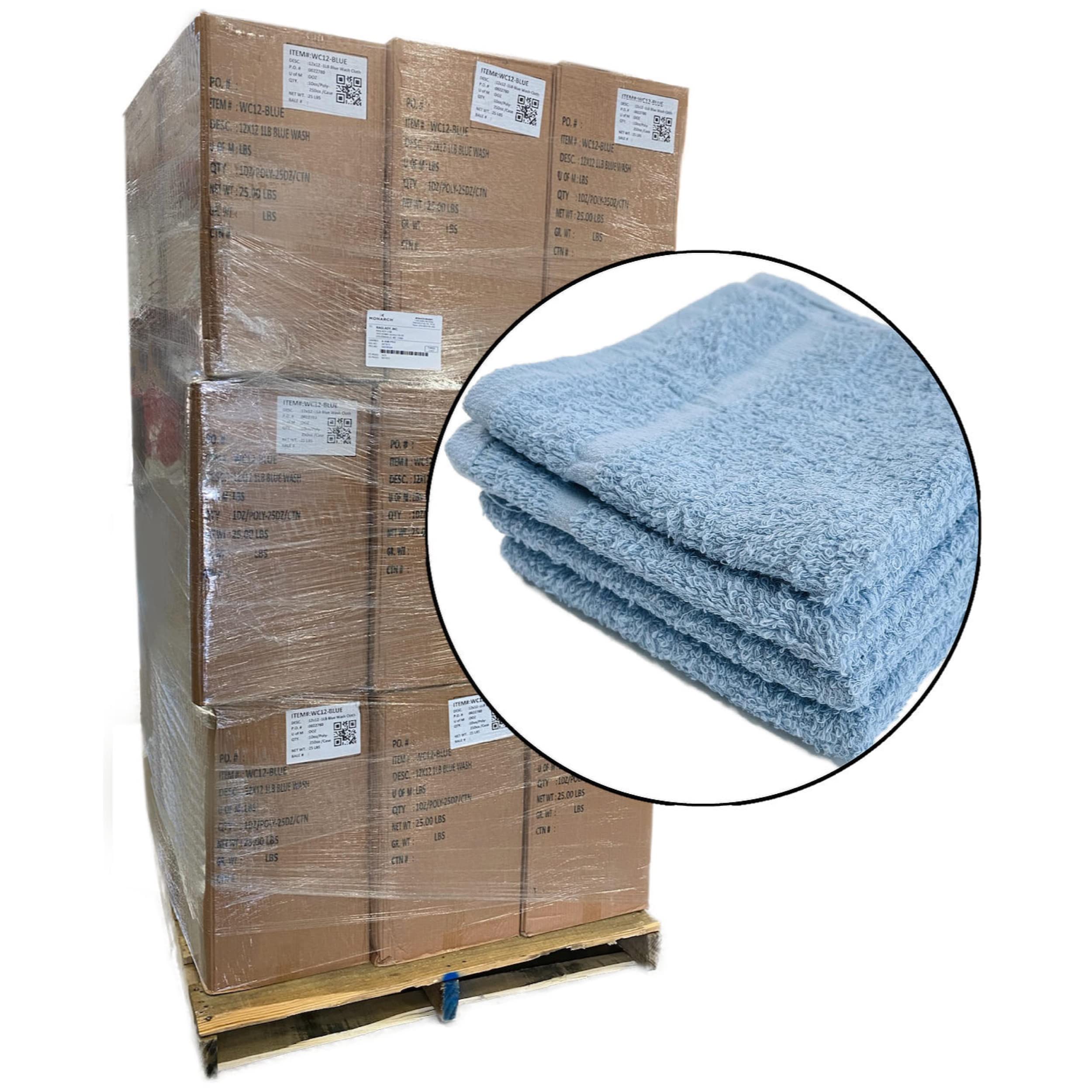 Terry Cloth Cleaning Rags Blue 12x12-30 Cases - by RagLady