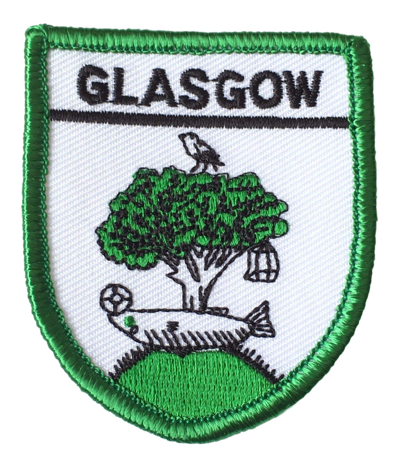 Glasgow Coat of Arms Embroidered Iron-On Patch - Souvenir Made in Scotland